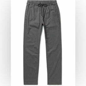 Faherty Essential Tapered Twill Drawstring Trousers Gray